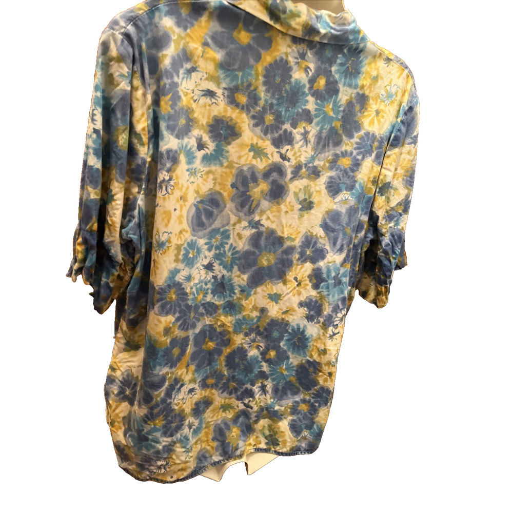 1960s button-down floral shirt front pockets #Homemaker - Picture 2 of 5